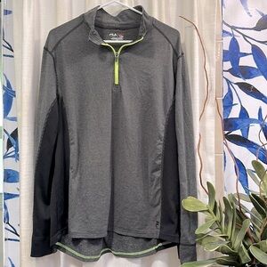 Men’s FILA Sport Black & Gray Quarter Zip Long Sleeve Pullover Size Large